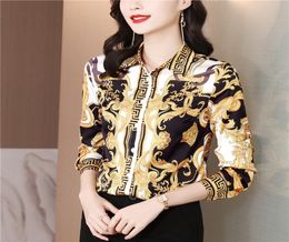 Vintage Floral Long Sleeve Shirts Women 2022 Runway Designer Luxury Ladies Casual Office Blouses Button Down Plus Size Cocktail Dr8317231
