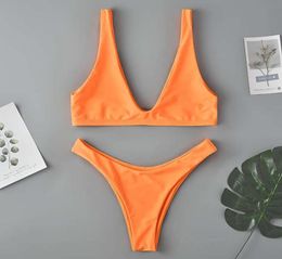 Neon Swimsuit Push Up Bathing Suit Women Beach Micro Bikini Red Fluorescent Green Pink Deep V Biquini Swim Suits55772006001239