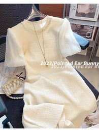 Casual Dresses Small Fragrance Temperament French Bubble Sleeve Dress For Women's Summer 2024 Style Size Reduced Age Beautiful