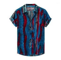 Summer Mens Shirt Vintage Printed Short Sleeve Casual Shirts Buttons Turn Down Collar Korean Hawaiian Shirts Male Chemise Homme11418980
