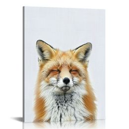 Fox Animal Print Portret oprawione na płótnie sztuka ścienna do sypialni dekoracja domu