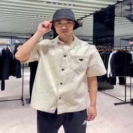 xinxinbuy Men designer Tee t shirt 23ss Paris pocket Metal triangle label short sleeve cotton women white black grey XS-L 214r