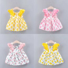 Girl's Dresses Summer Baby Strap Dress with Big Round Dot Wings ldrens Princess Skirt 0-3 Year Old Girl Outwear Toddler H240527