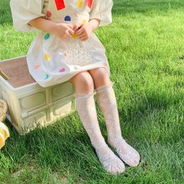 5PCS Korean Summer Lace Thin Stockings Girls Princess Knee High Children Lolita Accessories Kids Long Socks 3-12years Old