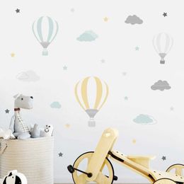 Wall Decor Cartoon Hot Air Balloon Clouds Nursery Wall Stickers Removable Children DIY Wall Decals Kids Bedroom Interior Home Decoration d240528