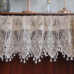 Curtain American Country Crochet Cotton Half Head Through Rod Door Lintel Cabinet Coffee Kitchen Short