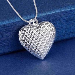 Pendants 925 Sterling Silver Romantic Heart Po Frame Pendant Necklace For Women Fashion Designer Party Wedding Jewellery Couple Gifts