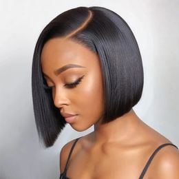 Short BOB Wig T Part Side Part Bob Wigs Lace Frontal Cuticle Aligned Pre Plucked Brazilian Human Hair for Black Women 240527