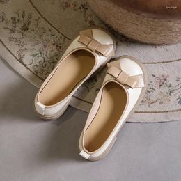 Casual Shoes Small Fragrant Bow Single Women's Flat Soles In Autumn2024 Style Shallow Mouth Thick French Retro Mary Jane