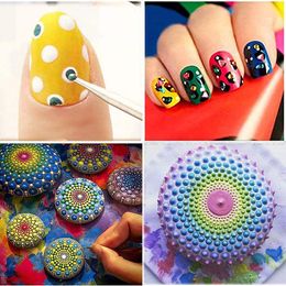 Mandala Dotting Tools Stencils Set 16pcs Mandala Rocks Painting Pens Trays Brushes Stencil Templates for Clay Carving Nail