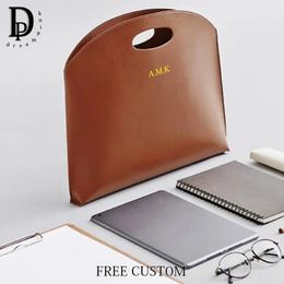 Luxury Design Custom Initials Laptop Bag Business Office Large Capacity PU Leather Briefcase Woman Fashion Slim Notebook Handbag 240524