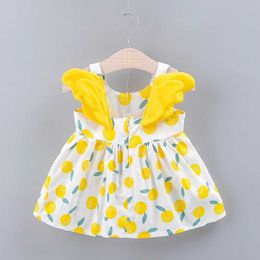 Girl's Dresses Summer Baby Strap Dress with Big Round Dot Wings ldrens Princess Skirt 0-3 Year Old Girl Outwear Toddler H240527 IP6W