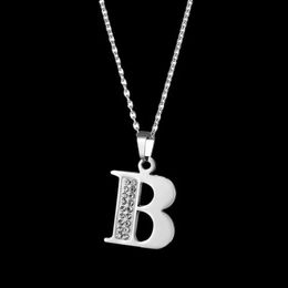 Pendant Necklaces Fashionable stainless steel zircon AZ letter pendant chain necklace suitable for women men punk initial letters name necklace Jewellery gift
