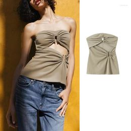 Women's Tanks Cut Out Corset Top Female Ruched Off Shoulder Tops For Women 2024 Backless Sleeveless Crop Woman Summer Sexy Tube