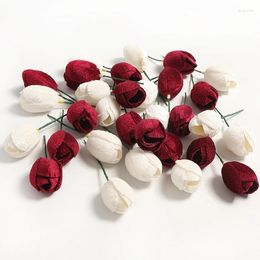 Decorative Flowers Wholesale High Quality Artificial Rose For Home Wedding Decoration Red White Colors Silk Supplies Small Bouquet