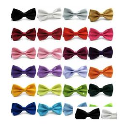 Bow Ties Solid Fashion Groom Men Colourf Plaid Cravat Gravata Male Marriage Butterfly Wedding Bowties Business Tie Mixed Colours Drop Dhnyk