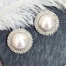 Stud Earrings Simplicity Rhinestone Crystal For Women Vintage Big Imitation Pearls Elegant Party Wedding Ear Jewellery Wholesale