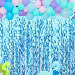 Banners Streamers Confetti Decoration Balloon Rain Curtain Blue Water Ripple 2M X 1M Party Fashion Accessory For Wedding Anniversary Grant Event Birthday d240528