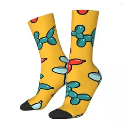 Men's Socks Balloon Animal Dogs Pattern In Yellow Sweat Absorbing Stockings All Season Long For Man's Woman's Birthday Present