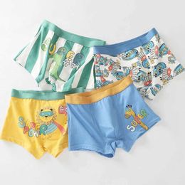 Panties 4PCS Kids Soft Cotton Antibacterial Panties for Boys Thin Breathable Knickers Toddler Cute Cartoon Print Briefs Child Underwears Y240528