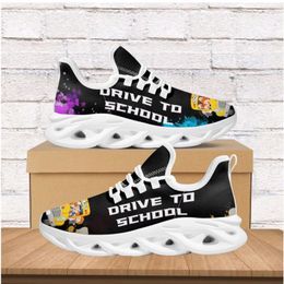 Casual Shoes Ladies Lightweight Breathable Running School Bus Pattern Absorbing Non-Slip Sneakers Flat Back To Gift