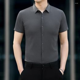 Men's Casual Shirts Skin-Friendly Fabric Luxury For Men Short Sleeved Easy Care Summer Quality Soft Comfortable Business Chemise Homme