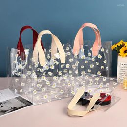 Gift Wrap Daisy Flower Plastic Bags Shopping With Handle Valentines Day Wedding Party Favour Bag Candy Cake Wrapping