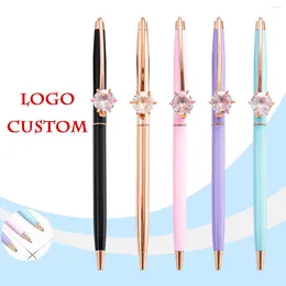 Custom Logo Diamond Ballpoint Pen Electroplating Rod Luxury Metal Promotional Engraving Name