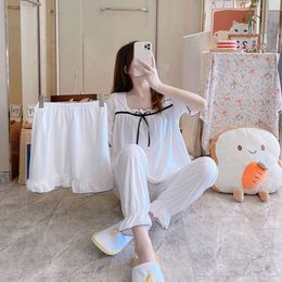 Women's Three-Piece Maternity Summer New Pamas Short-Sleeved Shorts Trousers Breastfeeding Clothes Casual Home Wear