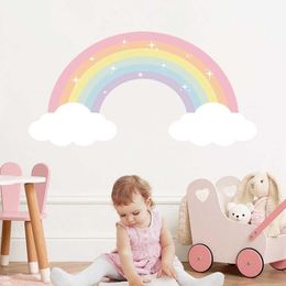 Wall Decor Cartoon Pastel Rainbow Clouds Custom Name Wall Decal Girl Nursery Removable Vinyl Wall Sticker Kids Bedroom Home Decor Gifts d240528