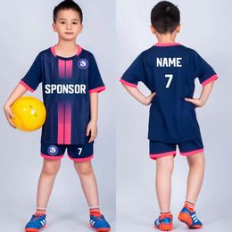 Children Soccer Uniform Sets Custom Dry Fit 2 Piece Boys Girls Short Sleeve Shirt Shorts Training Football Jersey Kids Outfit 240528