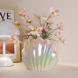 Vases Ceramic Wave Accessories Style Shell Vase Luxury Arrangement Room Ornaments Flower Decor Light INS Table Living