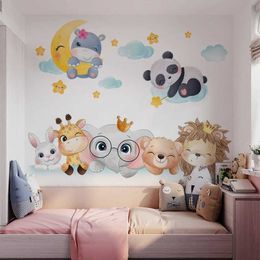 Wall Decor Nordic Cartoon Animals Wall Stickers for Children Kids Rooms Girls Boys Baby Room Decoration Wallpaper Elephant Panda Giraffe d240528