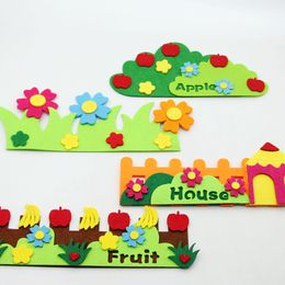 1pc New Craft Felt Cloth Felts Cutting Flower Grass Fence Appliques For Kids Room Home DIY Wall Stickers Kindergarten Decoration