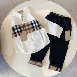 Новый дизайнерский мальчик весна и осенняя рубашка мода одежда с длинным рукавом красивый набор с двумя частями 100-150 A1