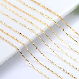 Genuine 14k Gold Color Necklace For Women Water Wave Chain Snake Bone starry Cross 18 Inches Pendant Fine Jewelry Chains 183H