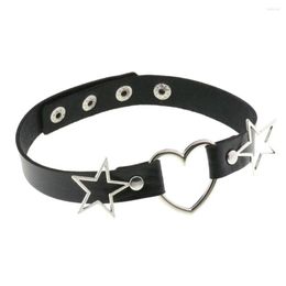 Choker Punk PU Leather Heart Star Collares Women Vnitage Statement Necklaces Gothic Jewellery Bijoux Femme 310z