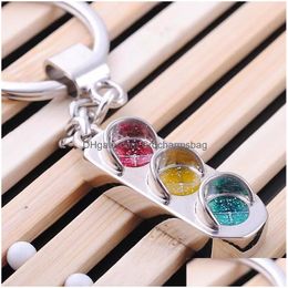 Party Favour Traffic Light Keychain And Gift Alloy Car Key Ring Metal Bag Pendant Drop Delivery Home Garden Festive Supplies Event Dhgrs