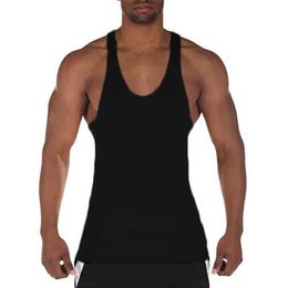 Men's Tank Tops Muscle Mens Running Vest Brand Fitness Stringer Vest Top Gym Fitness Clothing Summer Cotton Breathable Mens Casual Shirt Y240522