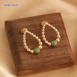 Stud Earrings MHS.SUN Personalized Retro Gold Plated Hollow Waterdrop Shape Small Beads For Women Korean Daily Ear Jewelry