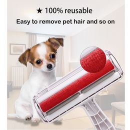 Reusable Pet Hair Remover Roller 2-Way Dog Cat Lint Brush Home Cleaning Tools Car Clothe Sofa Carpets Combs One Hand Operate