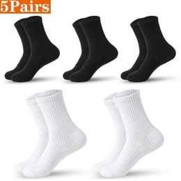 Men's Socks 5 Pairs Men Socks Cotton Breathable Business Sport Work Middle Tube Socks Compression Cushion Crew Socks Casual Men Solid Socks Y240528