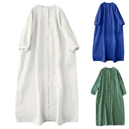 Casual Dresses For Women 2024 Plus Size Shirt Dress Women'S Long Sleeve Cotton And Linen Summer