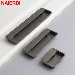 NAIERDI Embedded Furniture Handles Grey Gold Drawer Knob Hidden Handles for Cabinets and Drawers Cabinets Knobs Cupboard Knobs