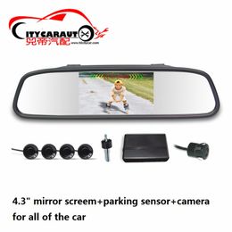 free shipment for universal car parking sensor car visible parking player with 4.3" rearview mirror for all of the car