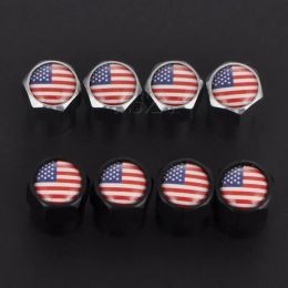 American Flag Car Tire Valve Cap Dust Caps Bicycle Wheel Tire Valve Air Caps Cover Tyre Valve Stem Caps for BMW Audi Toyota 4Pcs