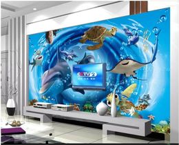 Wallpapers Custom Po Wallpaper For Walls 3 D Murals 3D Underwater World Dolphin TV Background Wall Decoration Painting