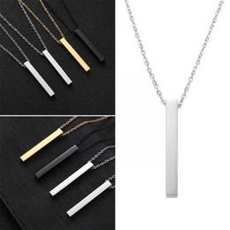 Pendant Necklaces Square necklace couple necklace fashionable new rectangular pendant necklace mens fashionable simple stainless steel chain S24527660WP