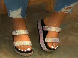 women shoes glitter luxury Golden Platform Sandals woman Party Sandals ladies wedges Comfortable Big Size 4243 CX2006163516109