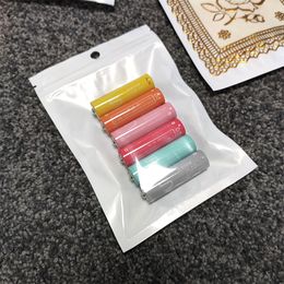 White Pearl Zipper Bag Pearlescent Film Material Package Translucent Headphone Retail Ziplock Bag With Hanging Hole